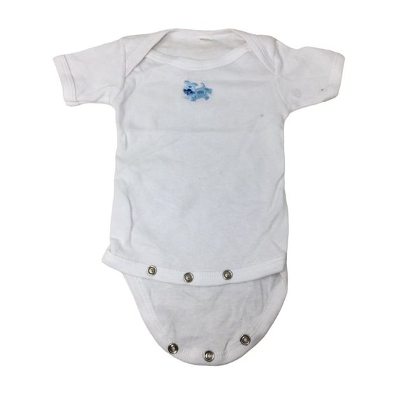Cutie Pie Baby Size 0-3M Onesie with Blue Puppy Dog on front - Picture 1 of 4
